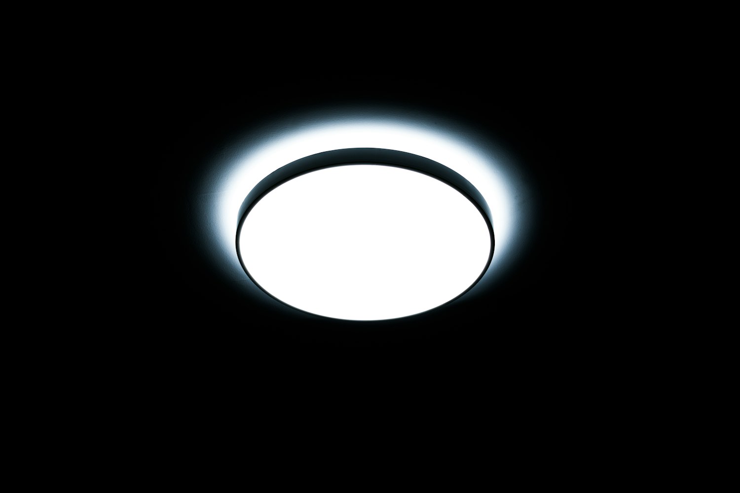 Round ceiling light glowing