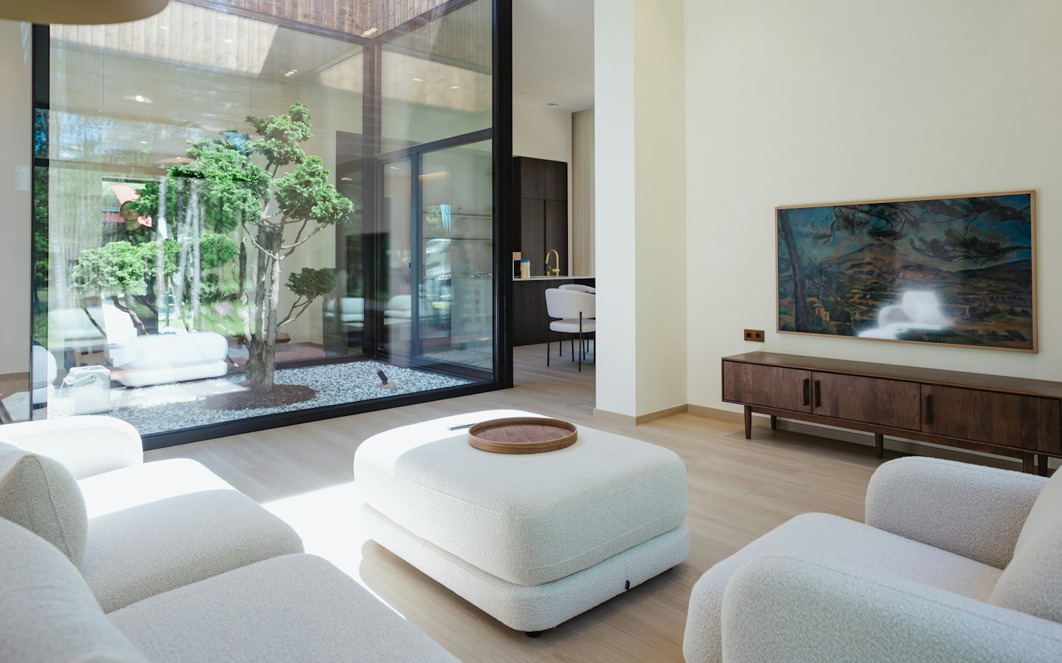 Bright modern living room with lighting